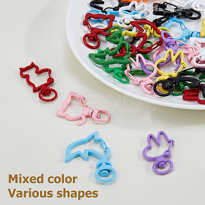 32Pcs 4 Styles Zinc Alloy Enamel Swivel Clasps FIND-HS0002-01-1