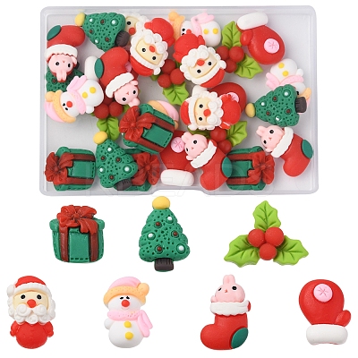 28Pcs 7 Styles Christmas Theme Opaque Resin Cabochons CRES-FS0001-08-1