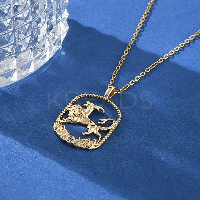 Brass Clear Cubic Zirconia Pendant Necklaces for Women NJEW-B121-01G-04-1