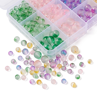 565Pcs 15 Colors Frosted Spray Painted Glass Beads GLAA-YW0001-37-1