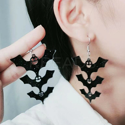 Halloween Bat Acrylic Dangle Earrings FS-WG3D7A4-02-1