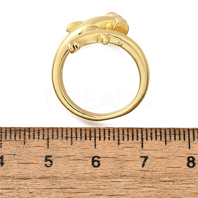 Whale Brass Cuff Rings for Women RJEW-Z085-01G-01-1