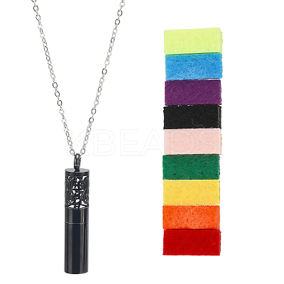 304 Stainless Steel Hollow Cloud Column Perfume Bottle Pendant Necklaces NJEW-SC0001-47A-1