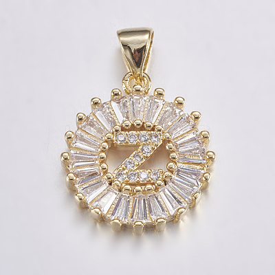 Long-Lasting Plated & Rack Plating Brass Micro Pave Cubic Zirconia Letter Pendants ZIRC-A007-03Z-G-1
