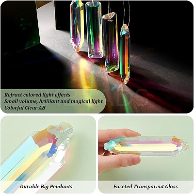 4pcs 2 styles Faceted Transparent Glass Big Pendants GLAA-PH0003-24-1