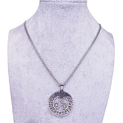 304 Stainless Steel Viking Hollow Trinity Knot Pendant Necklaces for Women Men FS-WG6E19D-01-1
