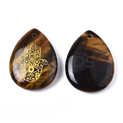 Natural Tiger Eye Pendants G-T122-73C-1
