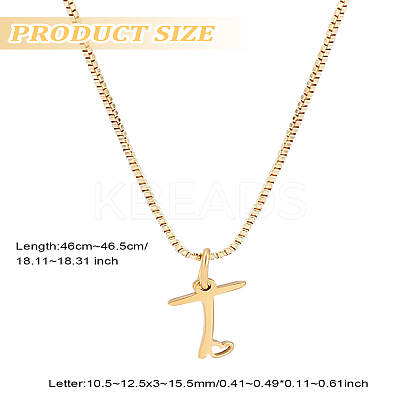 1pc Brass Chain & 304 Stainless Steel Letter Pendant Necklaces NJEW-LP0001-40T-G-1