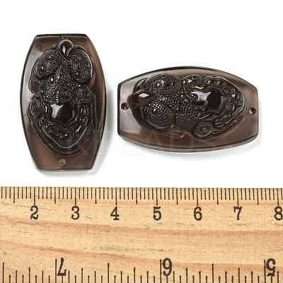 Natural Ice Obsidian Carved Connector Charms G-Q191-01A-1