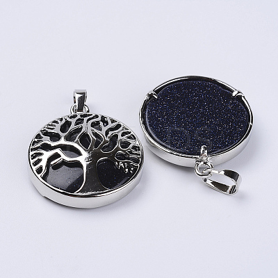 Synthetic Blue Goldstone Pendants G-P350-D10-1