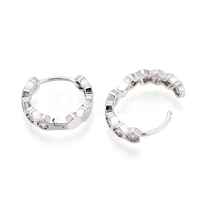 Brass Micro Pave Clear Cubic Zirconia Hexagon Hoop Earrings EJEW-T048-47P-1