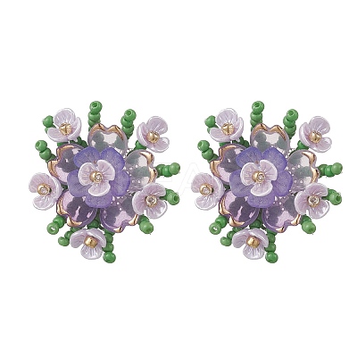 Flower Handmade Glass Seed Beads Stud Earrings EJEW-MZ00656-03-1