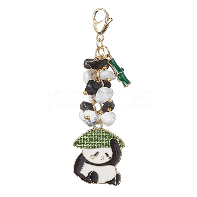 Panda Alloy Enamel Pendant Decorations HJEW-JM01275-05-1