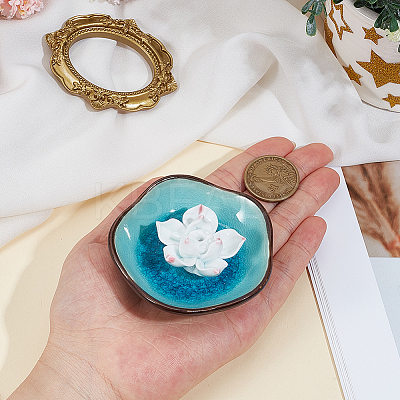 1Pc Lotus Porcelain Incense Burners Holder AJEW-DJ0002-27-1