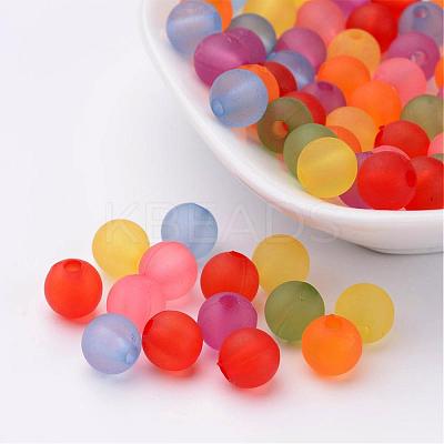 Mixed Color Frosted Round Shaped Transparent Acrylic Beads X-PL582M-1