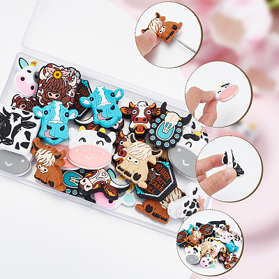 13 Styles Cattle Food Grade Eco-Friendly Silicone Focal Beads SIL-AN0001-04-1