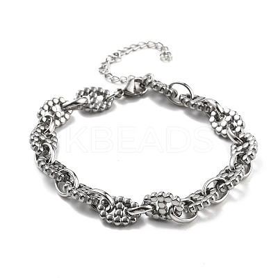 304 Stainless Steel Oval Link Chains Bracelets for Men & Women BJEW-D042-47P-1