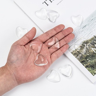 Transparent Glass Heart Cabochons GGLA-R021-30mm-1