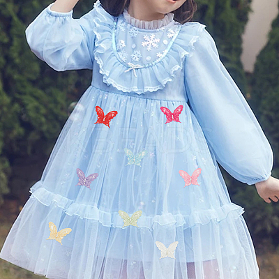 32Pcs 8 Colors Polyester Butterfly Lace Appliques DIY-FG0005-70-1