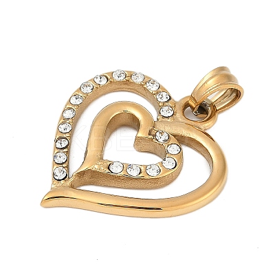 304 Stainless Steel Crystal Rhinestone Pendants STAS-Z097-14G-1