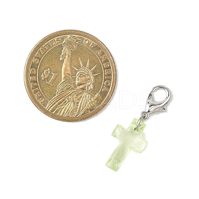 Transparent Acrylic Cross Pendant Decorations HJEW-JM04493-02-1