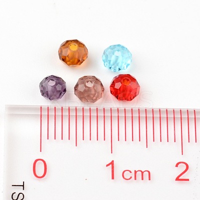 Faceted Rondelle Transparent Glass Beads GLAA-R152-4mm-M1-1
