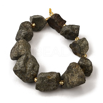 Raw Rough Natural Pyrite Beads Strands G-Z087-B17-1