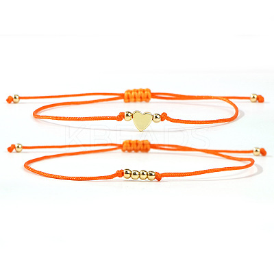 2Pcs 2 Styles Bohemian Brass Beads Braided Bead Bracelets BT1454-2-1