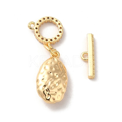 Real 18K Gold Plated Brass Micro Pave Clear Cubic Zirconia Toggle Clasps KK-M243-10G-02-1