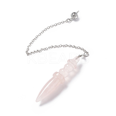 Natural Rose Quartz Pointed Dowsing Pendulums AJEW-B020-06P-07-1