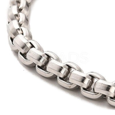 304 Stainless Steel Box Chain Bracelets with Lion Clasps BJEW-E094-05AS-1