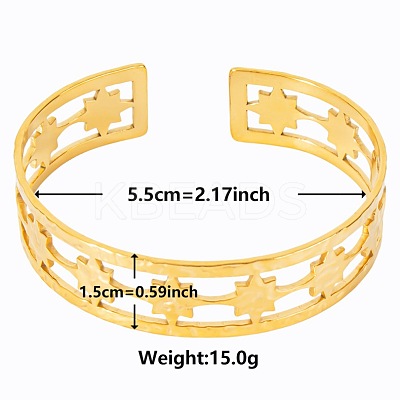 Stylish European and American Hollow Star 304 Stainless Steel Cuff Bangles for Women XB2693-2-1