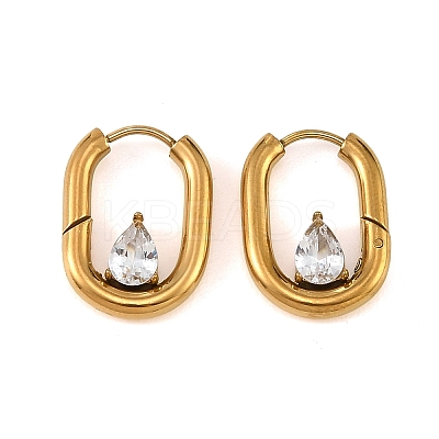 304 Stainless Steel Cubic Zirconia Hoop Earrings for Women SA-CBAF36C-05G-1