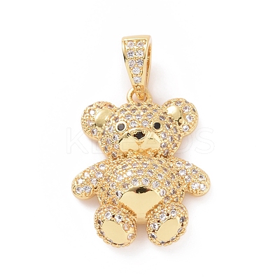 Brass Cubic Zirconia Pendants ZIRC-K089-16G-01-1