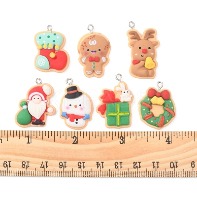 14Pcs 7 Styles Christmas Theme Opaque Resin Pendants FIND-FS0001-51-1