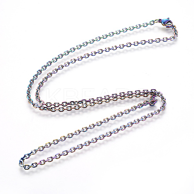 Ion Plating(IP) 304 Stainless Steel Cable Chain Necklaces NJEW-P251-01A-1