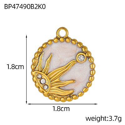 304 Stainless Steel Micro Pave Cubic Zirconia Pendants STAS-OY008-64G-1