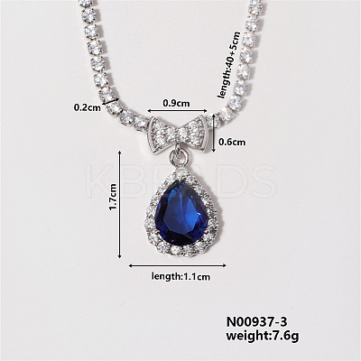 Fashion Brass Rhinestone Pendant Necklace for Women HY3513-3-1