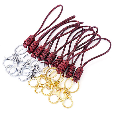 10Pcs 2 Colors Eco-Friendly Korean Waxed Polyester Cord Keychains KEYC-TA00034-1