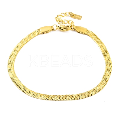 Ion Plating(IP) 304 Stainless Steel Herringbone Chain Bracelets for Women BJEW-A013-02B-G-1
