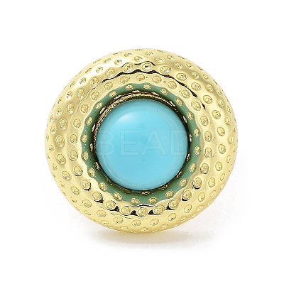 Resin Flat Round Open Cuff Ring RJEW-A035-02G-1