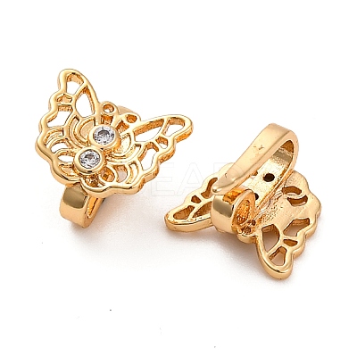 Brass Micro Pave Clear Cubic Zirconia Hook Clasps KK-H513-11G-1