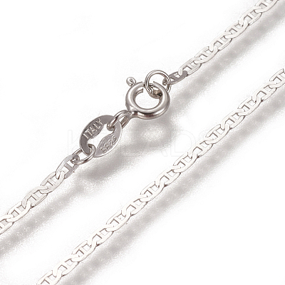 Anti-Tarnish Rhodium Plated 925 Sterling Silver Mariner Link Chain Necklaces STER-L059-11P-1