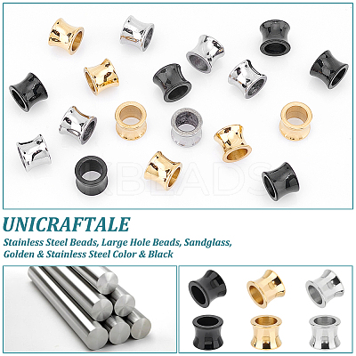 18Pcs 3 Colors 304 Stainless Steel Beads STAS-UN0040-22-1
