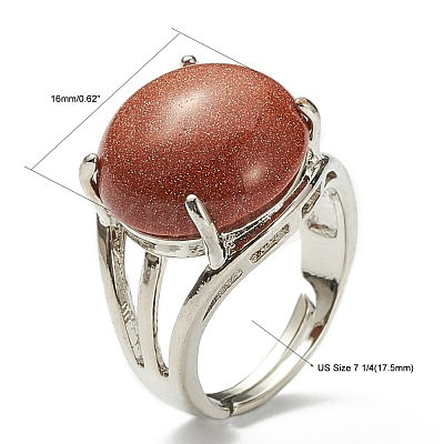 Adjustable Natural & Synthetic Gemstone Finger Rings RJEW-F075-01-1