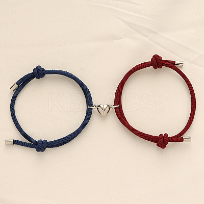 Alloy Heart-shaped Magnetic Braided Rope Bracelets for Couple Girlfriends WG59636-11-1