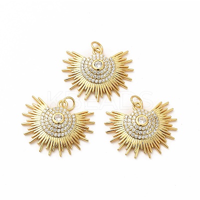 Rack Plating Brass Micro Pave Cubic Zirconia Pendants KK-K165-14G-1