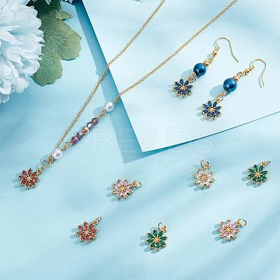 10Pcs 5 Colors Rack Plating Brass Micro Pave Cubic Zirconia Charms ZIRC-HY0001-03-1