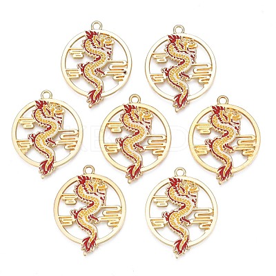 Rack Plating Alloy Enamel Pendants ENAM-N055-079-1