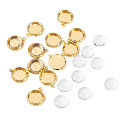 12Pcs Brass Pendant Cabochon Settings KK-TA0003-10A-1